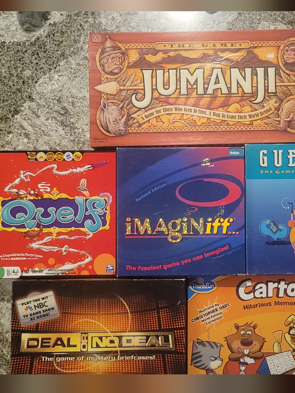 Family Game Night! Deal Or No Deal Jumanji Quelf Guesstures Imaginiff Cartoon It